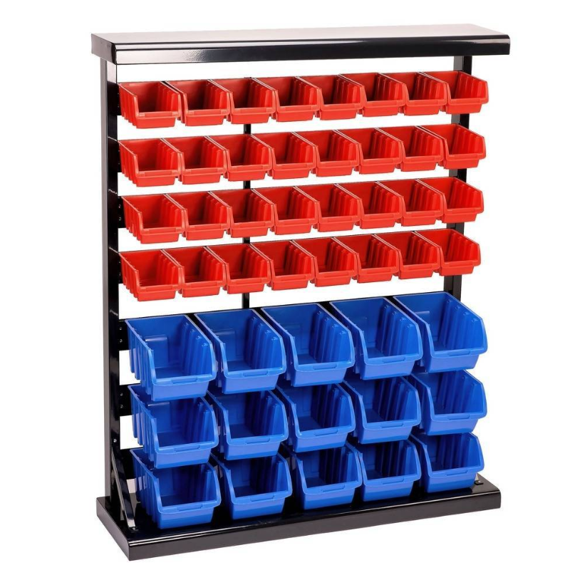 Soporte metálico con 47 gavetas para taller.
